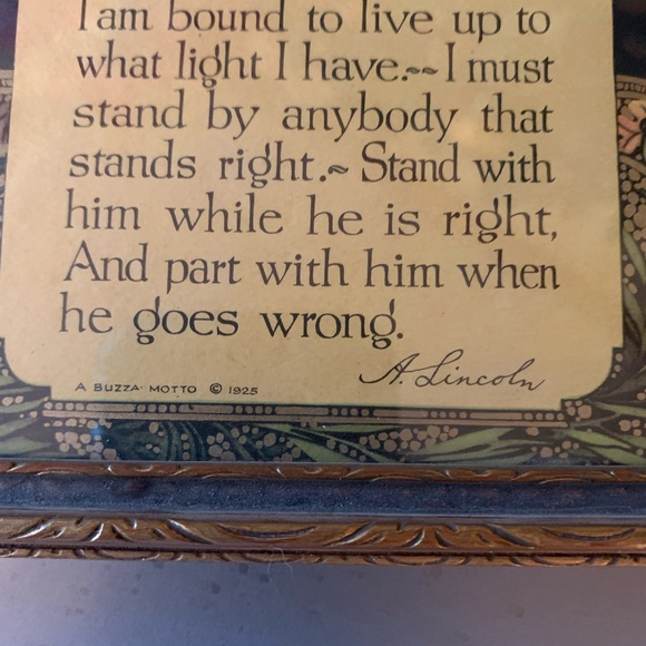 Vintage Style Abraham Lincoln portrait, 1925 Buzza Motto, ABRAHAM LINCOLN Quote - Picture 2 of 9